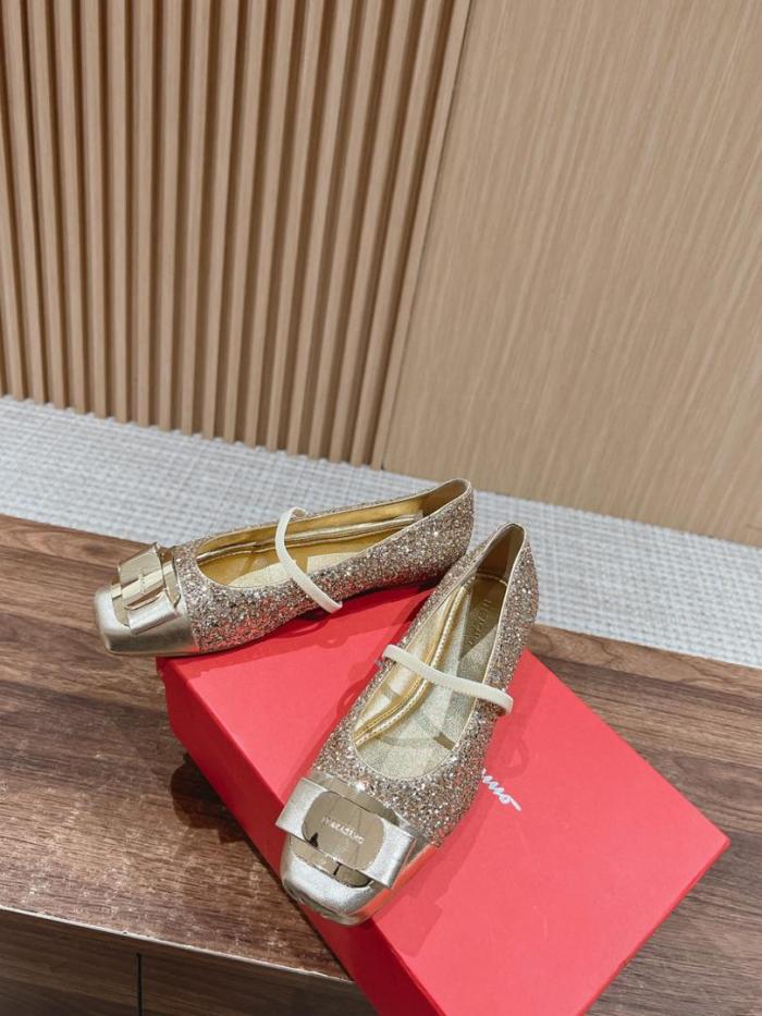 Ferragamo New Vara plate ballet flat Gold 01J185 777436