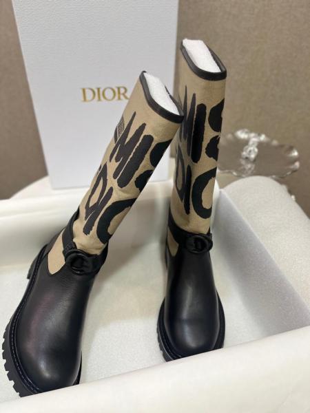 DIOR D Major Cow Leather Ankle Boots Women's Brown