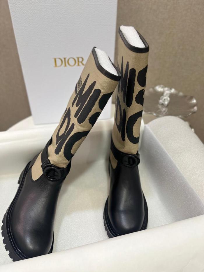 DIOR D Major Cow Leather Ankle Boots Women's Brown