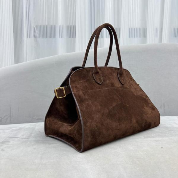 The Row Soft Margaux 15 Bag in Suede W1255L25MOSHG size 38.1*22.86*27.94 cm