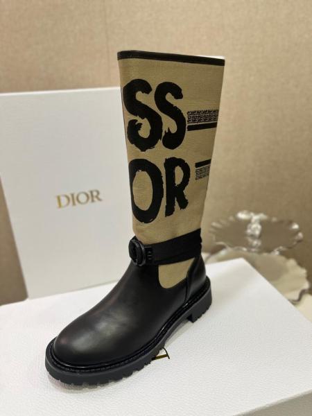 DIOR D Major Cow Leather Ankle Boots Women's Brown