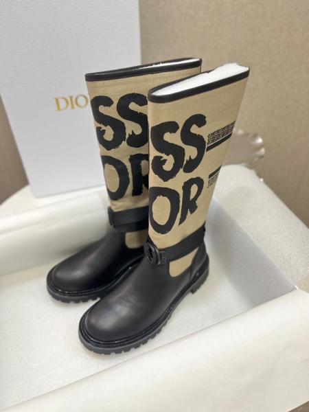 DIOR D Major Cow Leather Ankle Boots Women's Brown