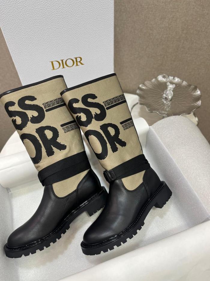 DIOR D Major Cow Leather Ankle Boots Women's Brown