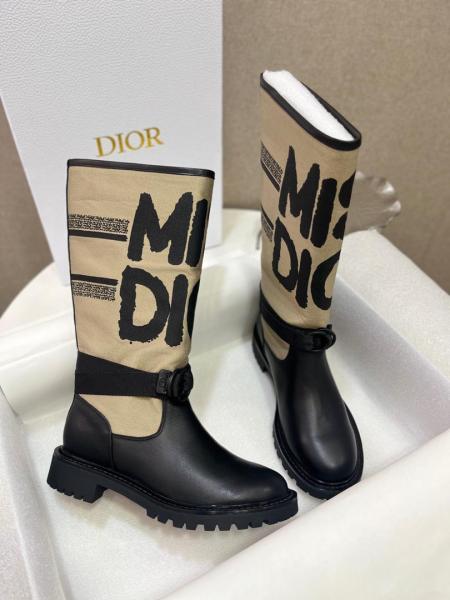 DIOR D Major Cow Leather Ankle Boots Women's Brown