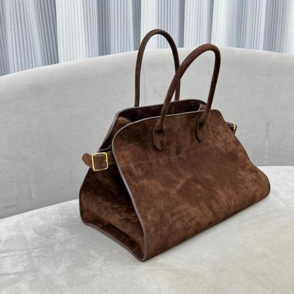 The Row Soft Margaux 15 Bag in Suede W1255L25MOSHG size 38.1*22.86*27.94 cm