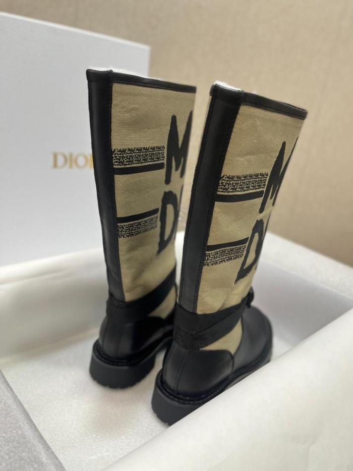 DIOR D Major Cow Leather Ankle Boots Women's Brown