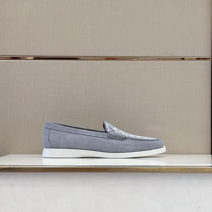 Dior Granville Loafer Dior Gray Suede and Dior Oblique Jacquard 3LO131ZWN_H868