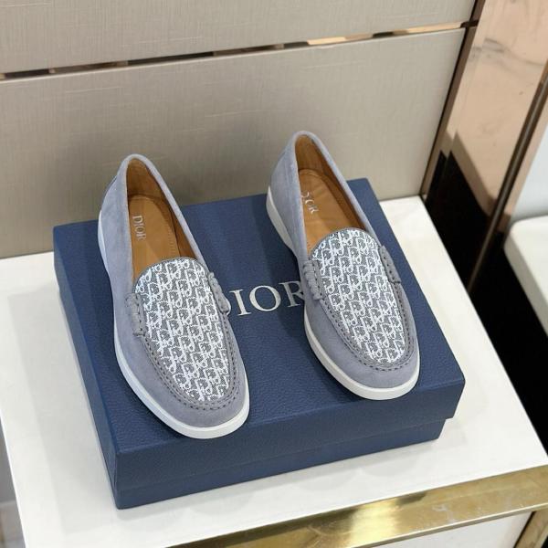Dior Granville Loafer Dior Gray Suede and Dior Oblique Jacquard 3LO131ZWN_H868