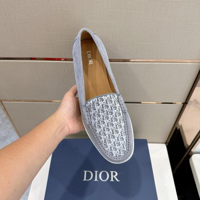 Dior Granville Loafer Dior Gray Suede and Dior Oblique Jacquard 3LO131ZWN_H868