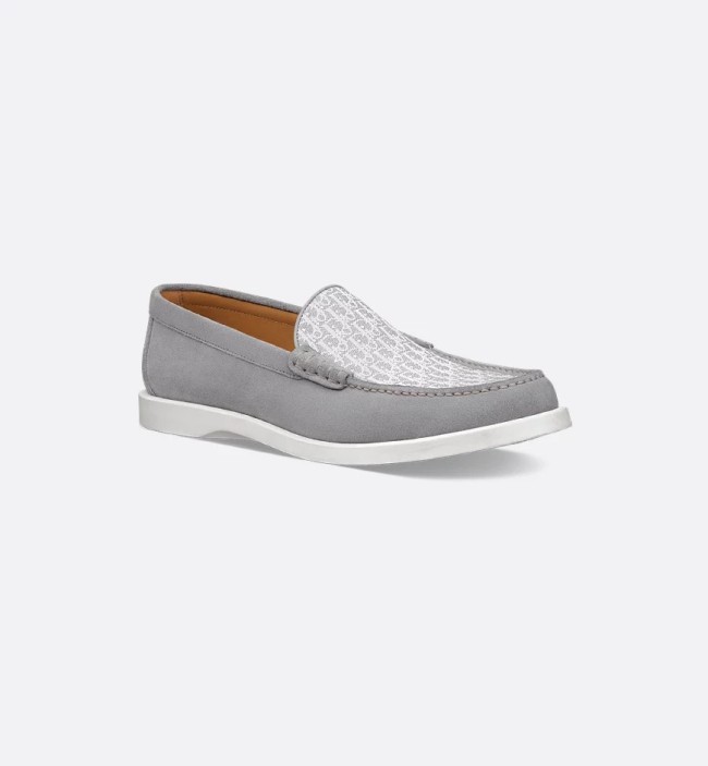 Dior Granville Loafer Dior Gray Suede and Dior Oblique Jacquard 3LO131ZWN_H868