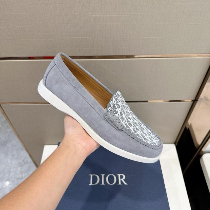 Dior Granville Loafer Dior Gray Suede and Dior Oblique Jacquard 3LO131ZWN_H868