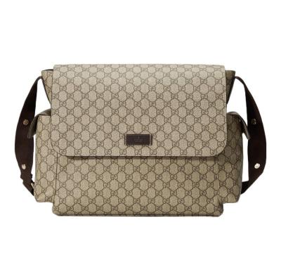 GUCCI Canvas With Leather Mommy Bag, Crossbody Bag, Shoulder Bag Women's Ebony/Brown 211131-KGDIG-8588 size 44*14*28 cm
