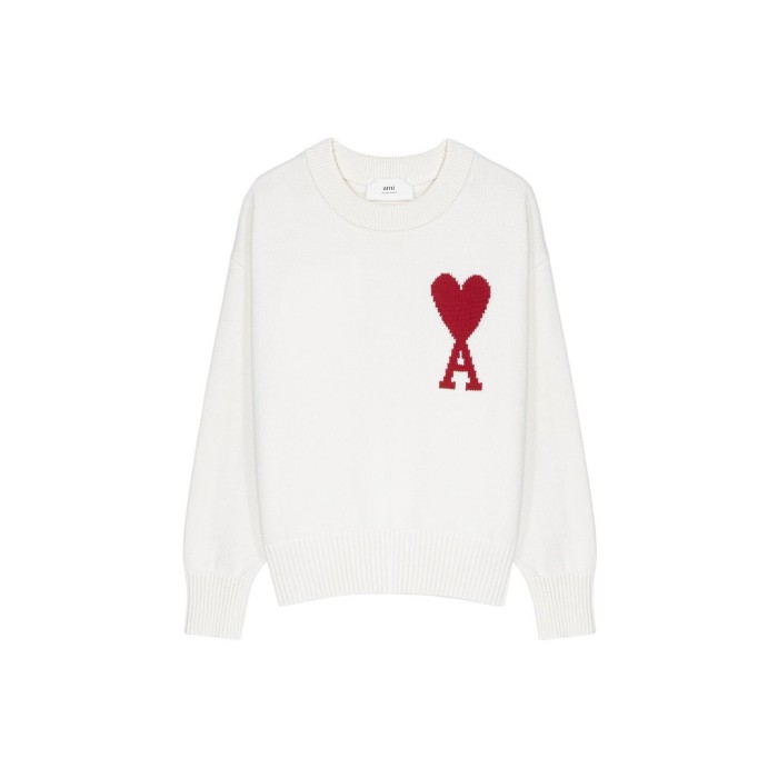 Clothes AMI PARIS Sweater Unisex White UKS003016-102