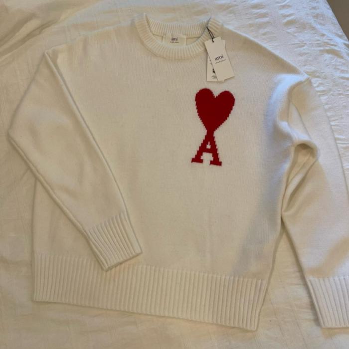 Clothes AMI PARIS Sweater Unisex White UKS003016-102