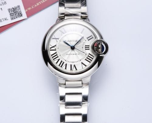 CARTIER Blue Balloon Collection Quartz Movement Women's Watch 28mm White Dial Stainless Steel Case