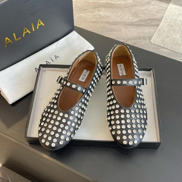 Alaia strass lambskin ballet flats AA3A029CK116 - 999