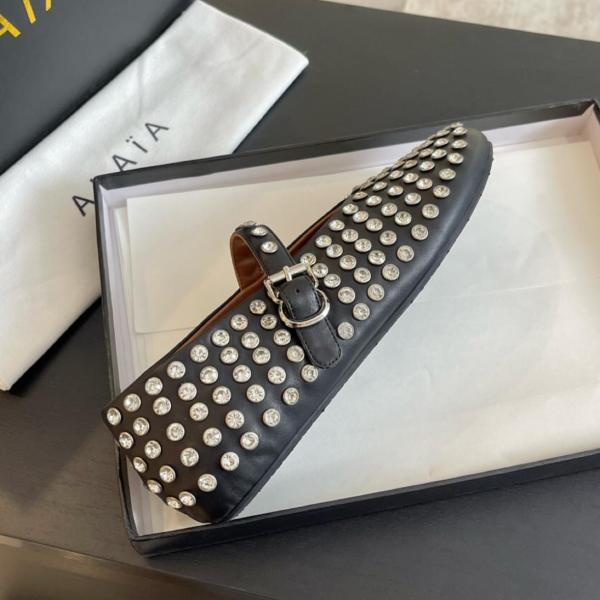 Alaia strass lambskin ballet flats AA3A029CK116 - 999