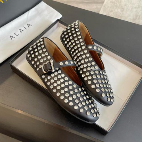 Alaia strass lambskin ballet flats AA3A029CK116 - 999