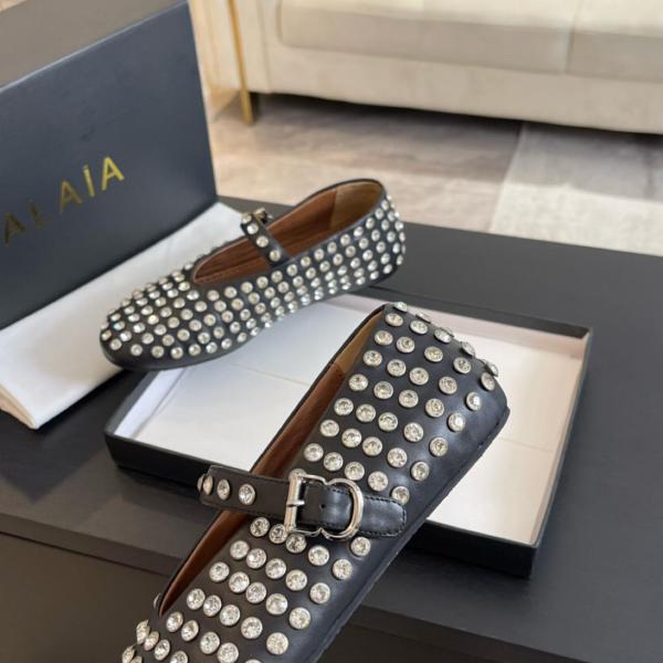 Alaia strass lambskin ballet flats AA3A029CK116 - 999