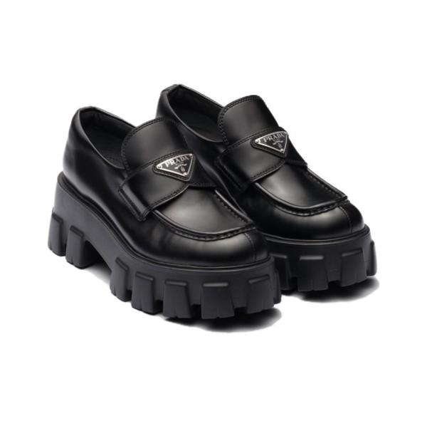 Prada Brushed leather Monolith loafers