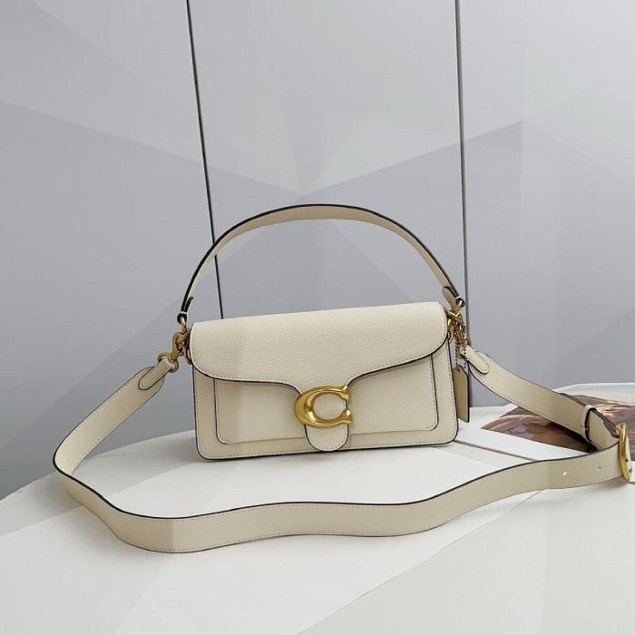 COACH Tabby Cow Leather Shoulder Bag Medium Size Women's White COAU8-2E9GRY size 26*8.3*15.2 cm