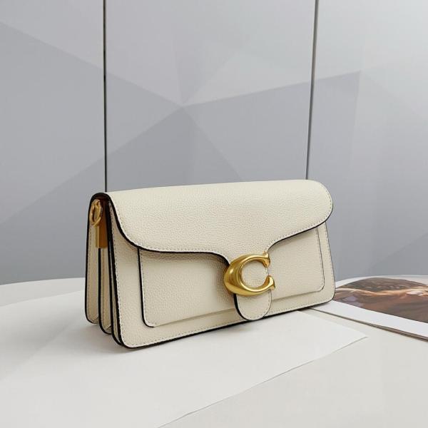 COACH Tabby Cow Leather Shoulder Bag Medium Size Women's White COAU8-2E9GRY size 26*8.3*15.2 cm