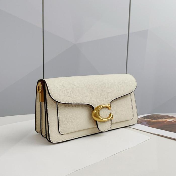 COACH Tabby Cow Leather Shoulder Bag Medium Size Women's White COAU8-2E9GRY size 26*8.3*15.2 cm