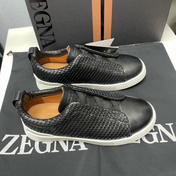 Zegna Triple Stitch Casual Comfortable Versatile Low-top Sneakers Men's Black