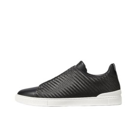 Zegna Triple Stitch Casual Comfortable Versatile Low-top Sneakers Men's Black
