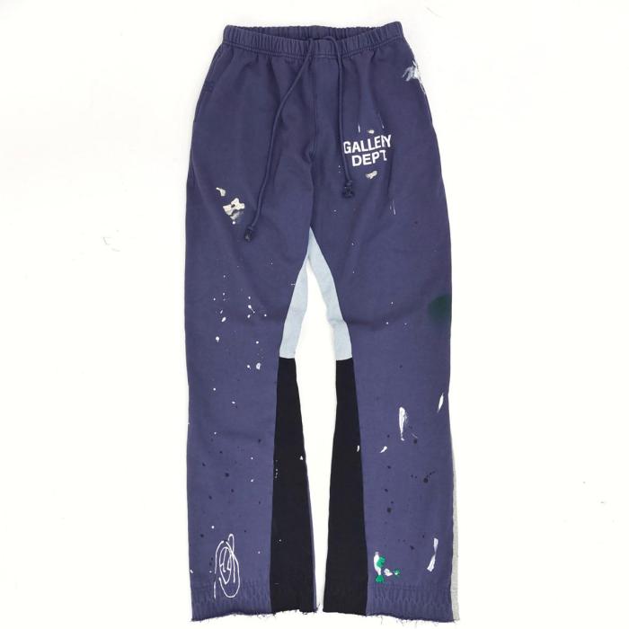 Gallery Dept. SS23 Graphic Painted Flared Long Casual Pants Mens Navy