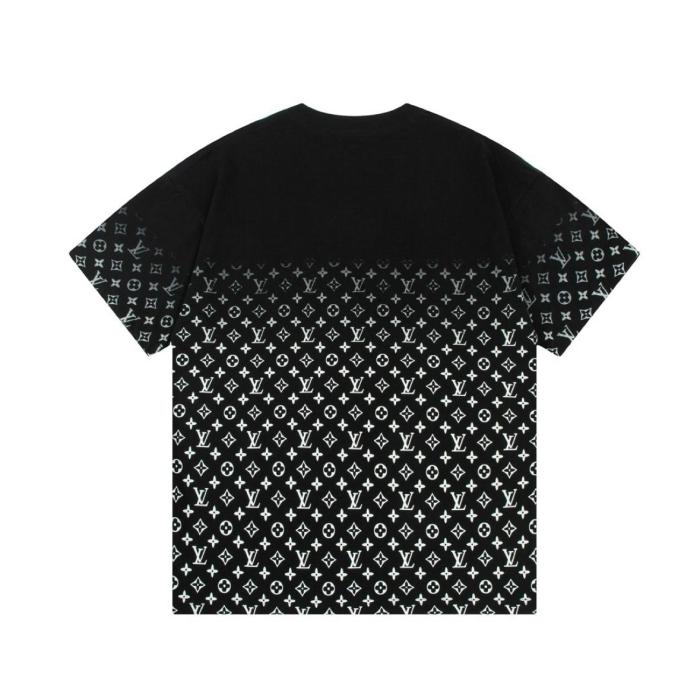 LOUIS VUITTON Full Logo Print Gradient Round Neck Short Sleeve T-shirt Men's Black 1A89Z0
