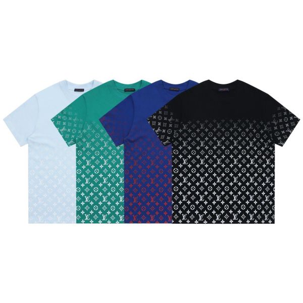 LOUIS VUITTON Full Logo Print Gradient Round Neck Short Sleeve T-shirt Men's Black 1A89Z0