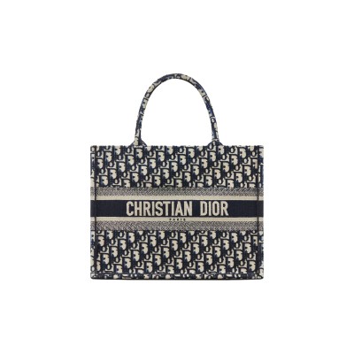 Dior Booktote Oblique Handmade Embroidery Blue M1296ZRIW-M928 Medium size 36*16.5*27.5cm
