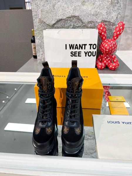 LOUIS VUITTON Laureate Martin Boots Women's Black/Brown 1A4XXV