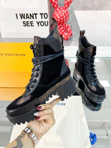 LOUIS VUITTON Laureate Martin Boots Women's Black/Brown 1A4XXV