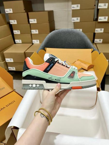LOUIS VUITTON Trainer Skateboard Shoes Unisex Low-Top Pink/Green/Black