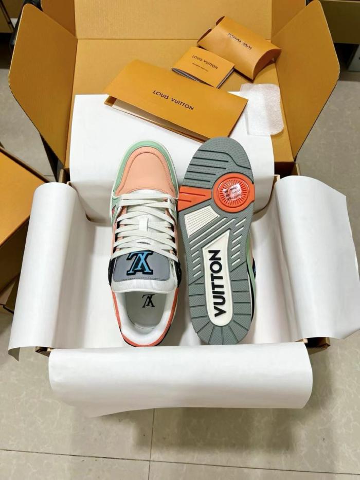 LOUIS VUITTON Trainer Skateboard Shoes Unisex Low-Top Pink/Green/Black
