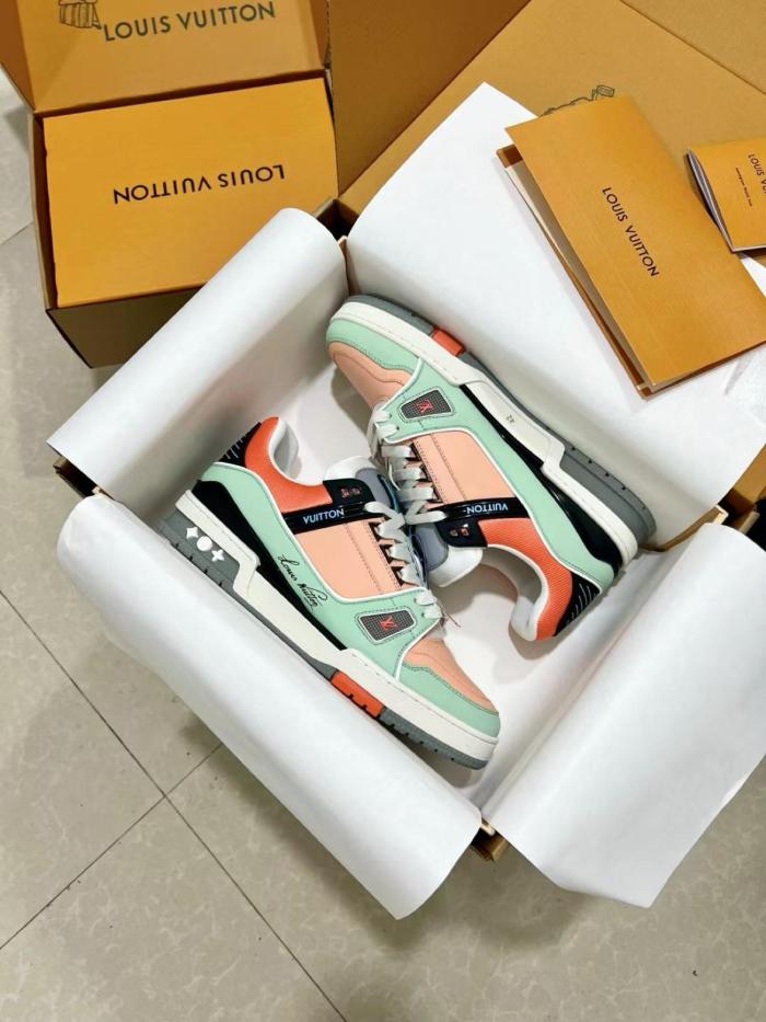 LOUIS VUITTON Trainer Skateboard Shoes Unisex Low-Top Pink/Green/Black