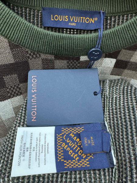Louis Vuitton Damier Damoflage Cotton Jacquard Pullover Green Damoflage Damier