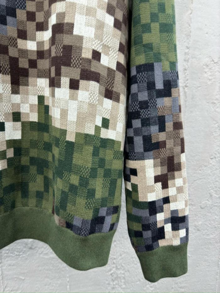 Louis Vuitton Damier Damoflage Cotton Jacquard Pullover Green Damoflage Damier