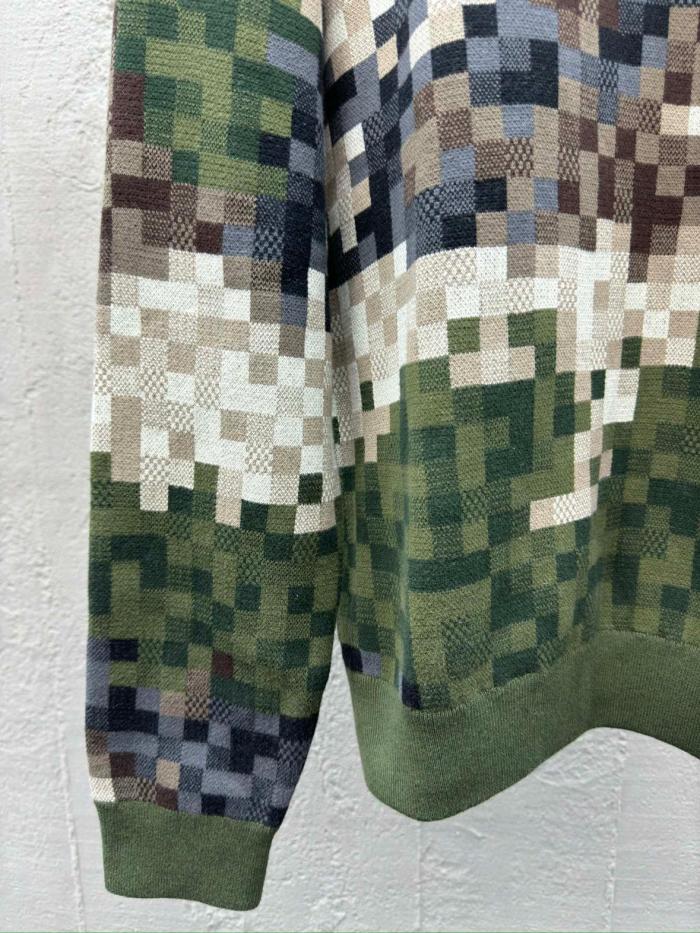 Louis Vuitton Damier Damoflage Cotton Jacquard Pullover Green Damoflage Damier