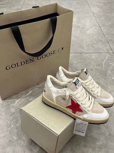 Golden Goose Ball Star in gray suede with red star and silver heel tab GMF00327.F004032.60401