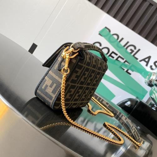 FENDI Baguette Mini Jacquard Ff Fabric Bag Brown 8BS017A6V5F17U4 size 20*5*13cm