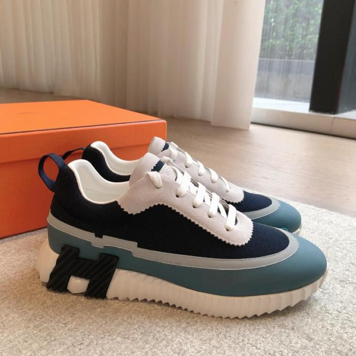 HERMES Bouncing Casual Shoes Men Low-Top Blue H242796Z HI2