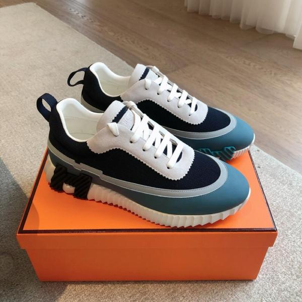 HERMES Bouncing Casual Shoes Men Low-Top Blue H242796Z HI2