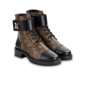 LOUIS VUITTON Wonderland Martin Boots Women's Brown Black 1A2JCT
