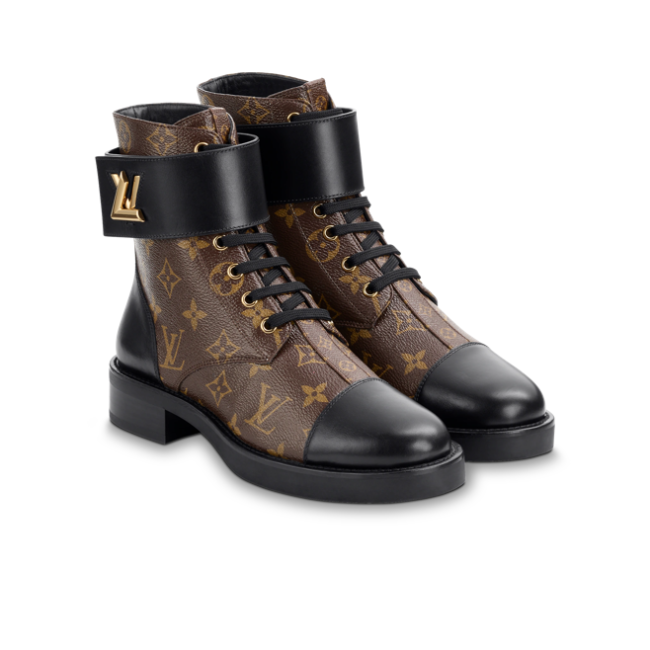 LOUIS VUITTON Wonderland Martin Boots Women's Brown Black 1A2JCT