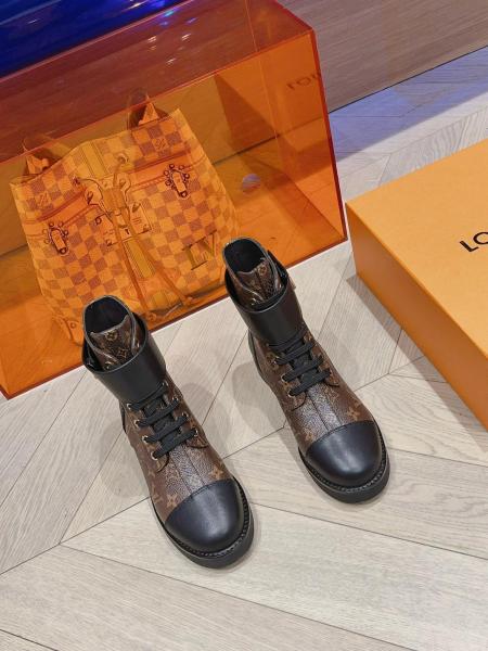 LOUIS VUITTON Wonderland Martin Boots Women's Brown Black 1A2JCT