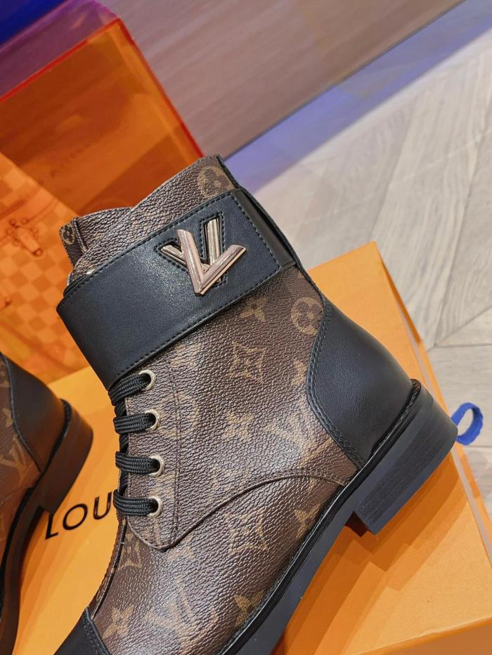 LOUIS VUITTON Wonderland Martin Boots Women's Brown Black 1A2JCT