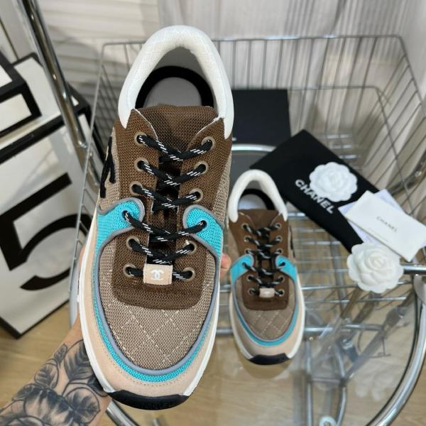 Chanel Low Top Trainer Beige Green